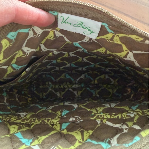Vera Bradley Quilted Shoulder/Crossbody Bag. Brown/lime/turquoise. - Picture 4 of 6